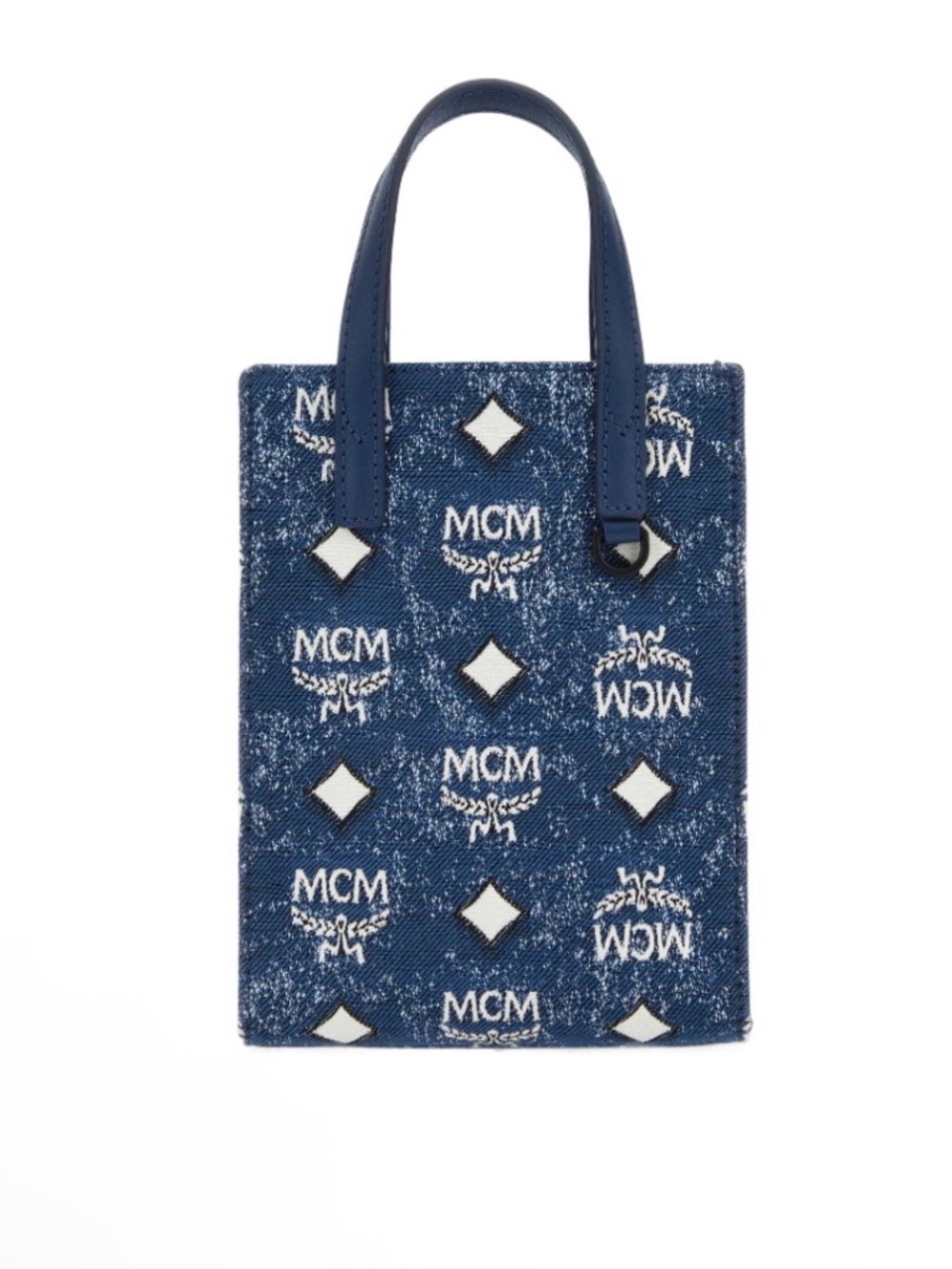 MCM Aren Denim Mini Tote Bag-bag only no strap.